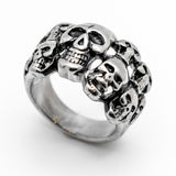 Skulls & more Skulls Ring Stainless Steel Heavy Metal Jewelry SR97