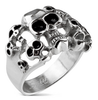 Skulls & more Skulls Ring Stainless Steel Heavy Metal Jewelry SR97