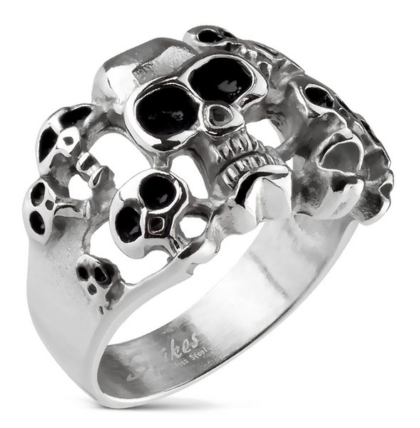 Skulls & more Skulls Ring Stainless Steel Heavy Metal Jewelry SR97