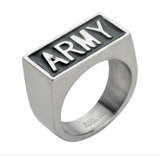 "ARMY" Signet Ring Unisex Stainless Steel Heavy Metal Jewelry SR99
