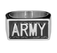 "ARMY" Signet Ring Unisex Stainless Steel Heavy Metal Jewelry SR99