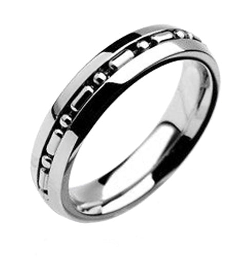 Beaded Chain Comfort Fit Ring Unisex Wedding Band Stainless Steel SR9