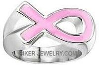 Pink Ribbon Ring Breast Cancer Awareness Ring Unisex Stainless Steel SR89