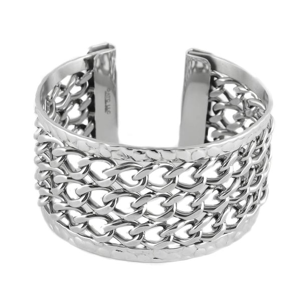 Curb / Cuban Link Wide Cuff Bracelet Stainless Steel SB119
